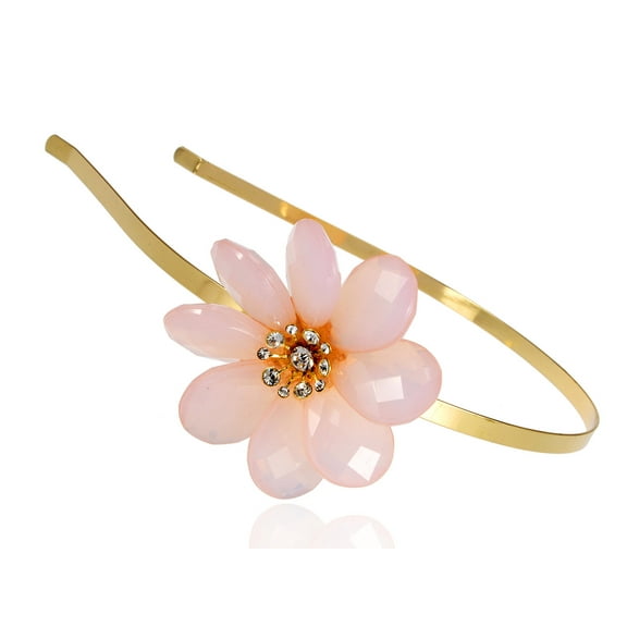 Womens Pink Floral Flower Daisy Golden Headband Piece