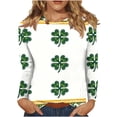 thumbnail image 6 of St. Patrick's Day Long Sleeve Shirt for Women Shamrock Clover Graphic Crewneck Soft Festive Holiday Party Graphic Clothes Casual Tee Top, 6 of 8