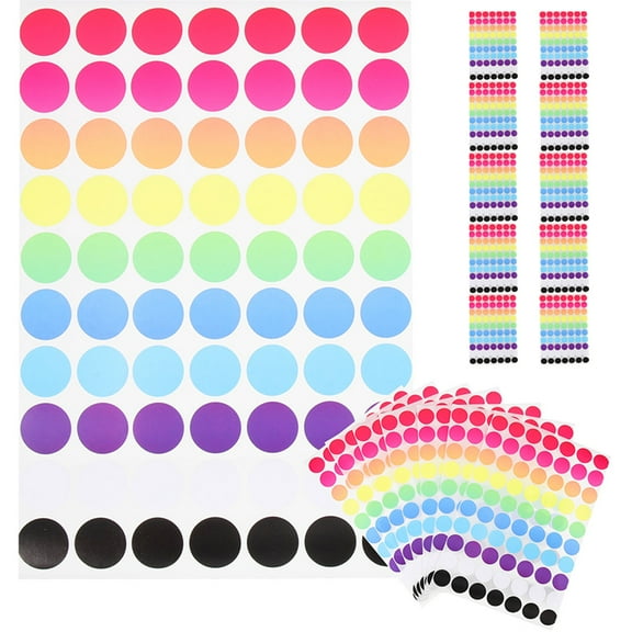 25 Sheets of Colored Dot Stickers Round Labels for Color Coding and Classifying