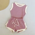 thumbnail image 3 of SONGGE Girls Summer Outfit Sets Sleeveless O-Neck Vest And Shorts Two Piece Playwear Casual Athletic Wear For Toddlers Kids Cartoon Fashionable Clothing Sets, 3 of 4