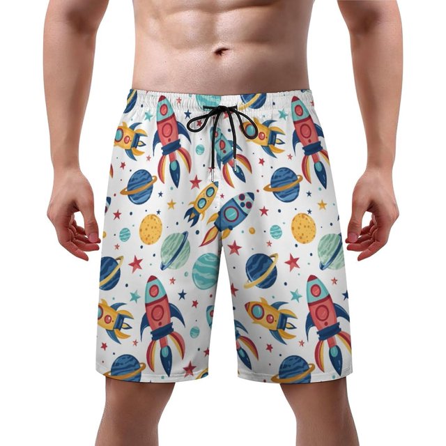 NICKSUN Men's Swim Trunks, Cute Print Quick Dry Summer Board Beach Shorts with Mesh Lining and Pockets