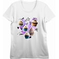 thumbnail image 4 of Cupcake Stickers With Doodle Hearts Women's Vivid White Crew Neck Short Sleeve Top-Medium, 4 of 6