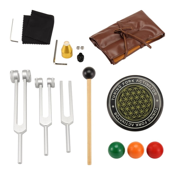 Juego de 3 Diapasones para Terapia de Sonido (128 Hz, 256 Hz, 512 Hz), para el Bienestar de los Chakras, Terapia de Sonido, Yoga y Meditación.3