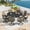 Black, variant on DIFY 9PCS Outdoor Dining Set, 60" Round Dining Table and 6 Swivel Chairs, Balck/Dark Blue