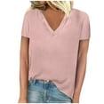 thumbnail image 2 of Wiyuqeen Solid Color Deep V Neck Shirts for Women Basic Dressy Casual Summer T-shirts Comfy Loose Fit Short Sleeve Tops Ladies, 2 of 3