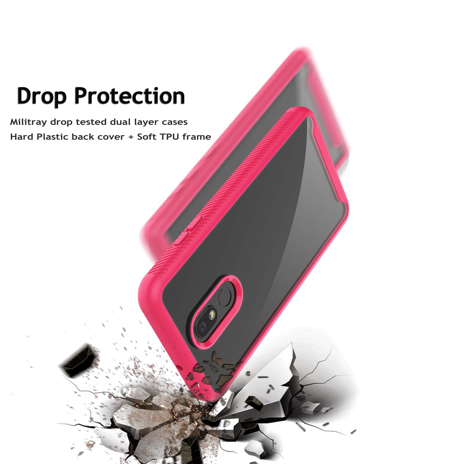 LG Stylo 6 Case, Sturdy Case for 2020 LG Stylo 6, Njjex Full-Body Rugged Transparent Clear Back Bumper Case Cover for LG Stylo 6 6.8" 2020 Not LG Stylo 5 6.2" -Hot Pink - image 4 of 10