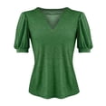 thumbnail image 3 of Seductiva Women's T-Shirts Short Sleeve Summer Tops Women's Casual V Neck Puff Short Sleeve Tops Loose Tunic Blouse Casual Summer Tops Trendy Solid Loose Fit Tshirt Fashion Basic Tees, 3 of 3