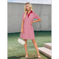 thumbnail image 4 of Women'S Summer Casual Striped V Neck Short Sleeve Flowy A Line Mini Dresses Red M, 4 of 7