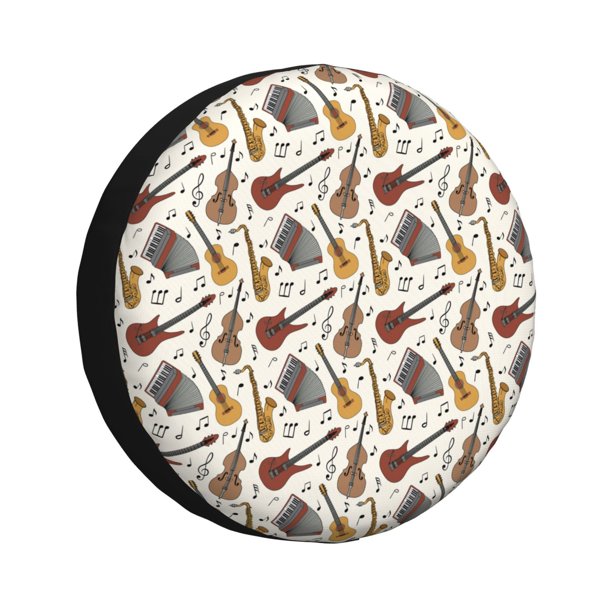 Fotbe Guitar Funda de Llanta de Repuesto con Estampado, Engrosada, Ajuste Universal para Jeep, Remolque, RV, SUV, Camión-15 inch