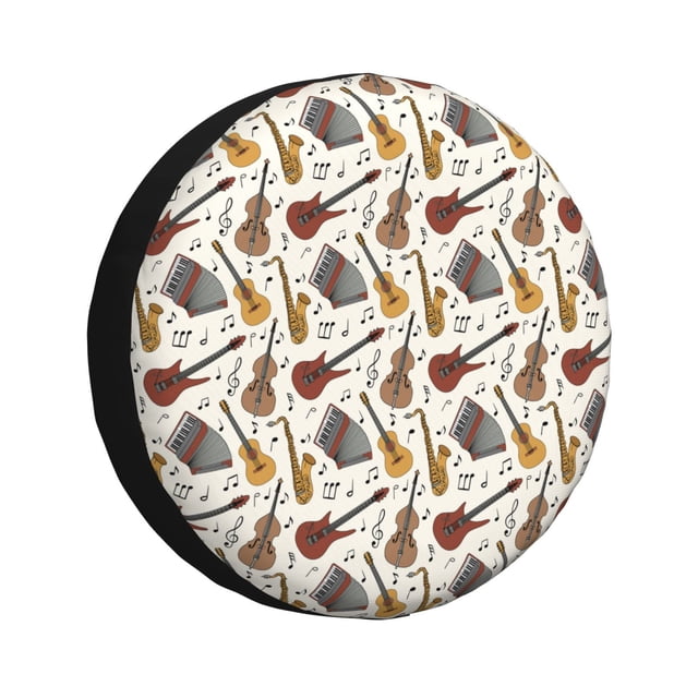 Fotbe Guitar Funda de Llanta de Repuesto con Estampado, Engrosada, Ajuste Universal para Jeep, Remolque, RV, SUV, Camión-16 inch