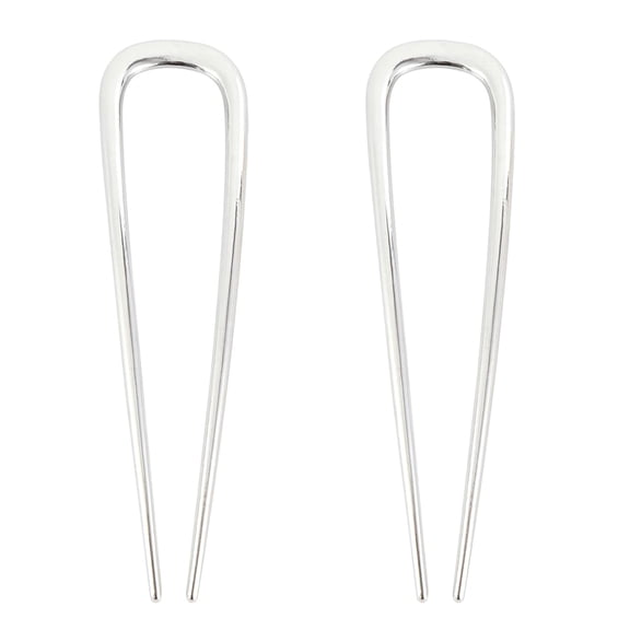 TUWAFE 2Pcs French Hair Pins for Thick Hair,Metal French Twist Hair Pins for Women Girls,U-Shaped French Pin for Buns,5.1 Inches Large French Pins(Silver,Silver)