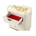 thumbnail image 4 of JERFIT Modern Nightstand with 3 Drawers, Beige Bedside Table with Gold Accents, Wood Bedroom Storage Cabinet with LED Top Light, 4 of 5