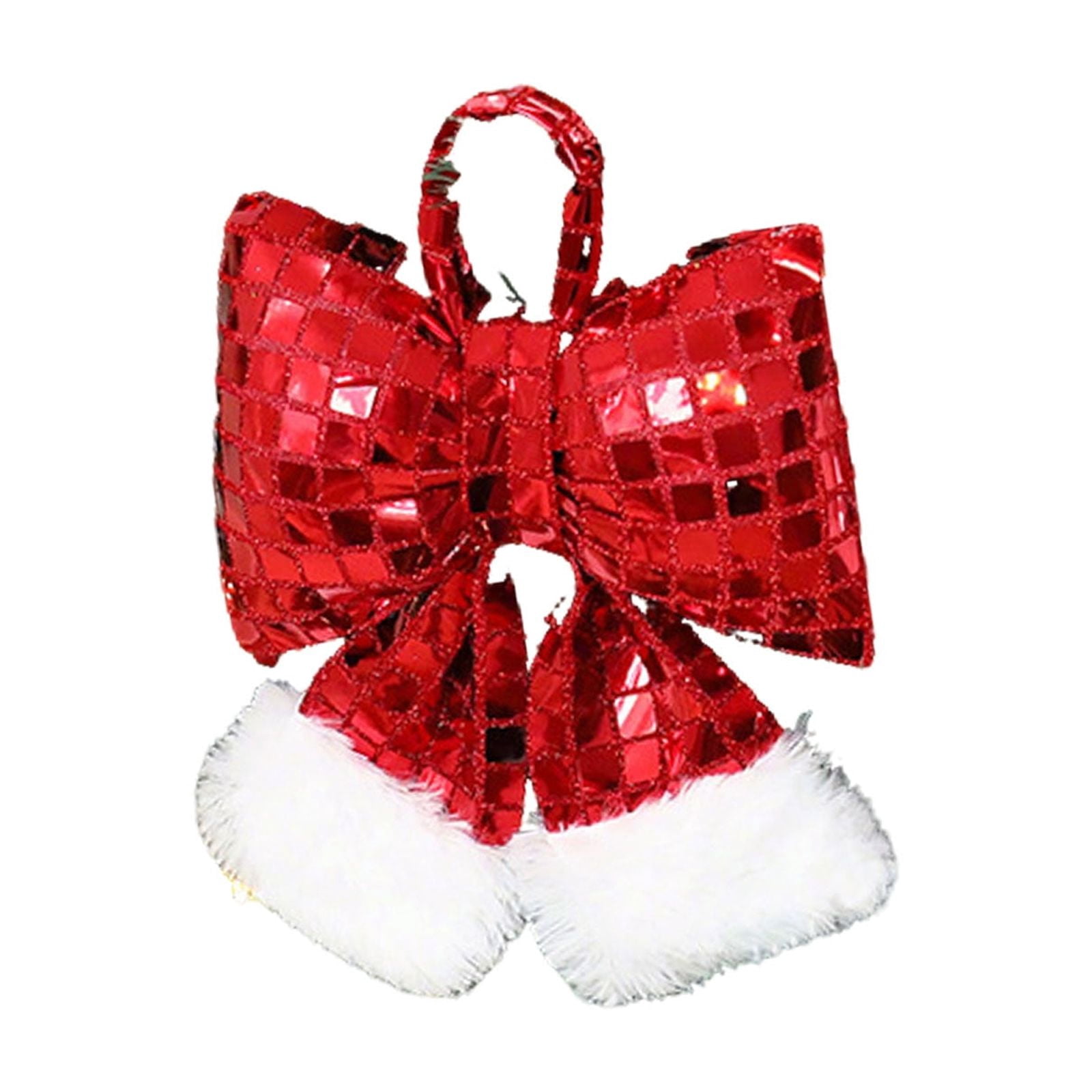 Red Bows For Christmas Tree,Christmas Bow Sequin Christmas Tree Bow Glitter Christmas Wreaths Bow Creative Wreath Bow Luxury Xmas Tree Ribbon for Xmas Tree Decoration 1PCS (Red, L)