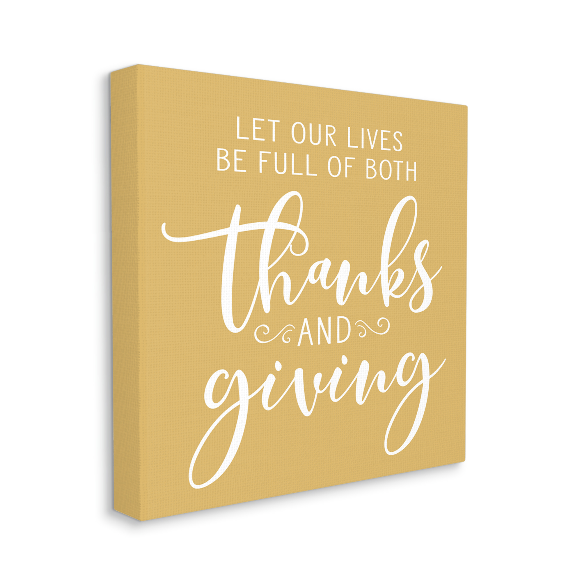 Stupell Industries Uplifting Thanksgiving Calligraphy Phrase Warm Yellow Design Graphic Art Gallery Wrapped Canvas Print Wall Art, Design by Lettered and Lined