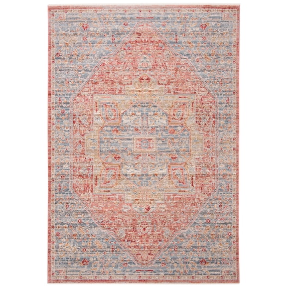 SAFAVIEH Kenitra Wayne Geometric Polyester Area Rug, Blue/Pink, 5' x 8'