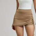 thumbnail image 6 of ClodeEU Womens Ruching Sport Skort,High Waist Running Yoga Shorts with Anti-Slip Lining Khaki,Womens Plus L, 6 of 8