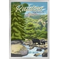 thumbnail image 1 of Ruidoso, New Mexico - Black Bears & Stream - Lantern Press Artwork (24x36 Giclee Art Print, Gallery Framed, Silver Wood), 1 of 1