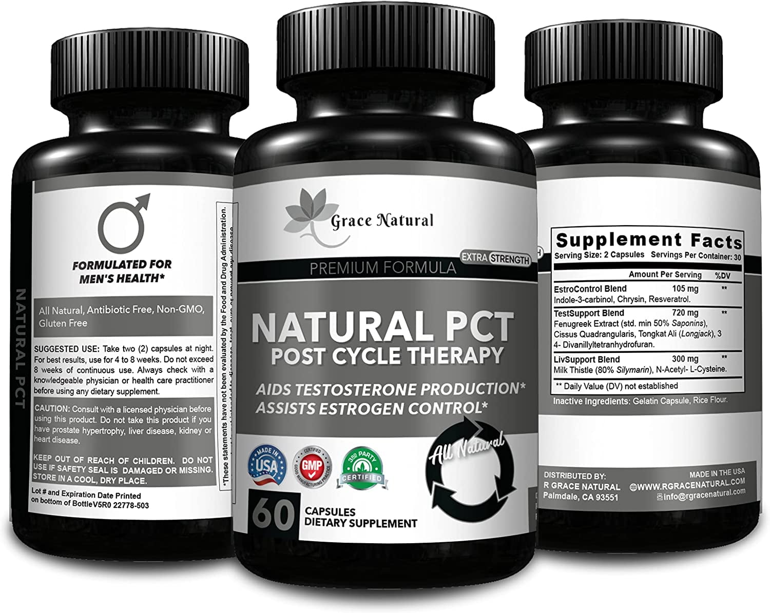 Natural Testosterone Booster, 1125 mg Hormone Balance Support for Women & Men, Estrogen Metabolism, PCT Xtreme Capsules, Post Cycle Support & Natural Booster, Advanced Formula, Made in USA