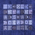 thumbnail image 1 of Ahgly Company Machine Washable Indoor Square Abstract Blue Modern Area Rugs, 7' Square, 1 of 4