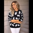 thumbnail image 4 of Suéter de Punto Informal con Cuello Redondo y Larga con Forma de Corazón para Mujer. Negro S, 4 of 10