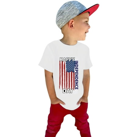 

Otqutp Child Clothing Summer Toddler Boys Girls Short Sleeve Independence Day Letter Prints T Shirt Crewneck Fashion Tops for 1 to 7 Years