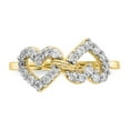 thumbnail image 5 of Solid 10k Yellow Gold Double Heart CZ Cubic Zirconia Ring Band Size 5, 5 of 6