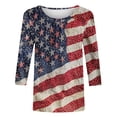 thumbnail image 5 of Vetsdori Red White and Blue Shirts for Women Summer Fourth of July Pullover Independence Day American Flag,3/4 Sleeve Plus Size Casual Graphic Ladies Tops Fashion, 5 of 5