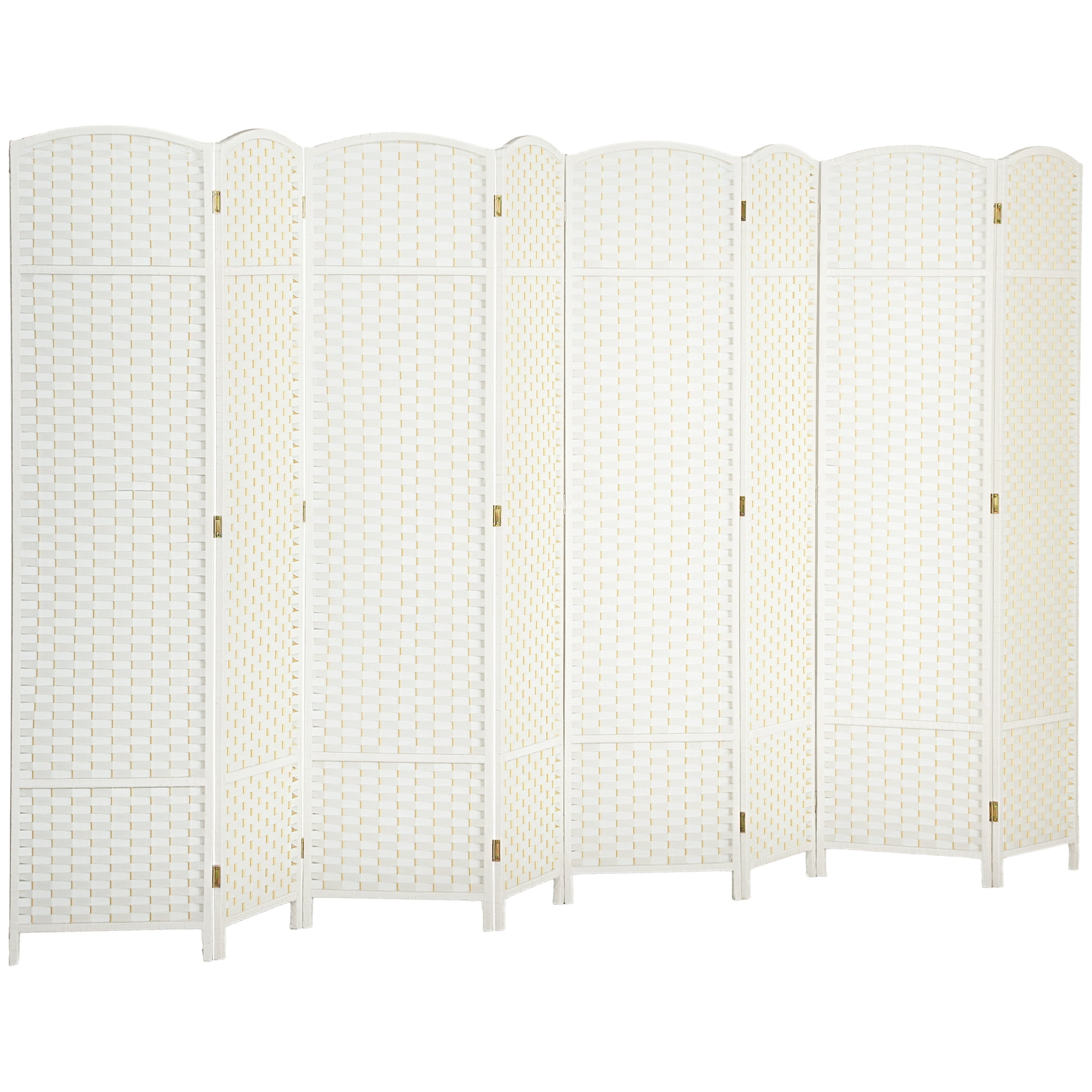 HOMCOM Room Divider, 8 Panel Folding Privacy Screen, 5.6' Tall Freestanding Partition for Home Office, Bedroom, White