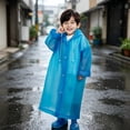 thumbnail image 5 of Kids Rain Poncho, Reusable Waterproof Hooded Rain Cape for Children with Adjustable Drawstring, Portable Tear-Resistant EVA Rain Gear for Outdoor Play, School, Hiking, and Camping, 5 of 6