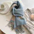 thumbnail image 1 of Fashion Solid Cashmere Warm Scarf New Design Pashmina Winter Double Side Diffrent Color Shawl Wraps Bufanda with Tassel Blanket, 1 of 7