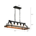 thumbnail image 3 of Q&S Rustic Kitchen Island Linear Chandelier, Farmhouse Light Black & Retro Wood Finish,5-Light Industrial Metal Pendant Light, UL Listed, 3 of 9