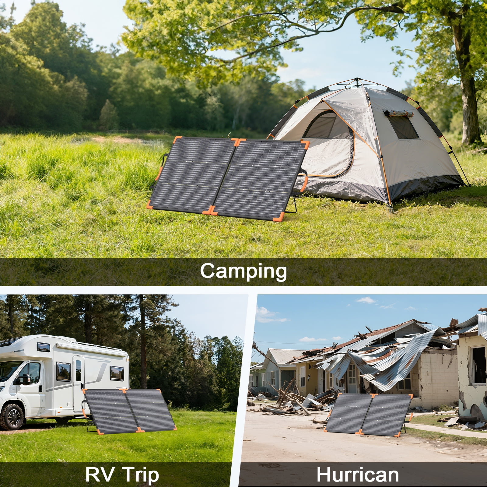 MHPOWOS 100W 20V Bifacial Portable Solar Panel High Efficiency Foldable Solar Panel Charger IP68 Waterproof for Power Station Solar Generator Outdoor Camping RV Off Grid System