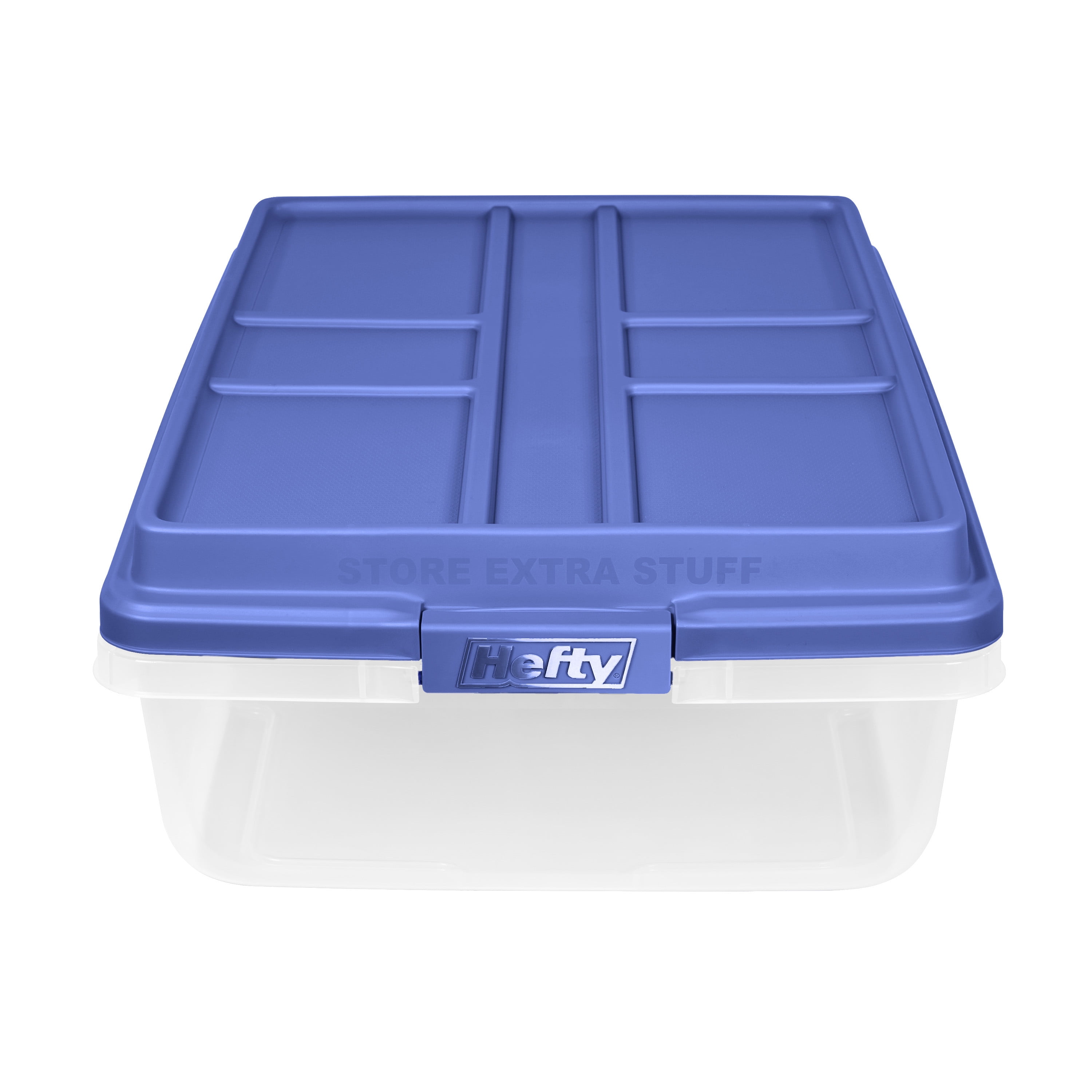  Hefty HI-RISE Clear Plastic Bin with Smoke Blue Lid (6