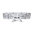 thumbnail image 2 of BERRICLE Sterling Silver Solitaire Wedding Engagement Promise Rings for Her, 1.2 Carat Princess Cut Cubic Zirconia CZ Ring Size 4, 2 of 9