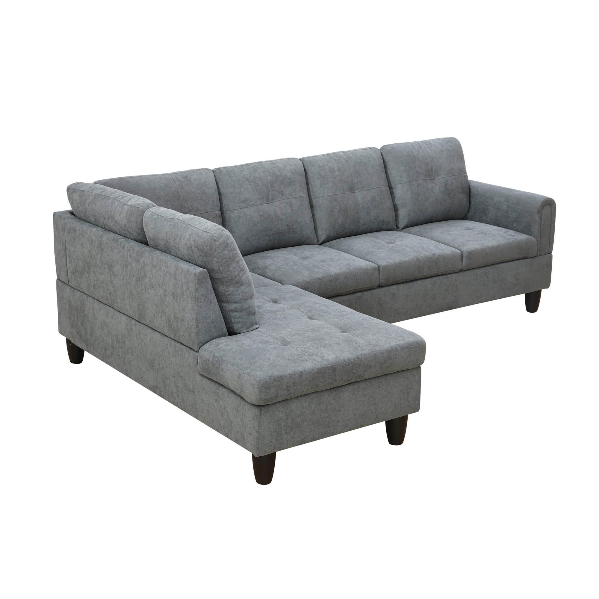 MAYEERTY 97" Modular Couches Fluffy Fabric Sectional Sofa Set for Living Room with Reversible Chaise without Ottoman, Dark Grey (Right)