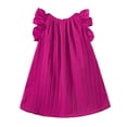 thumbnail image 1 of MEZZALL Robe à Manches Volantes pour Filles, Couleur Unie, Robe de Danse, Robe d'Été Classique, Rose Vif, 5-6 Ans, 1 of 3