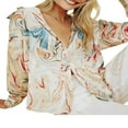 thumbnail image 3 of MesaSe Women Button Down Shirts Turn Down Collar Striped Pattern Single Breasted Long Sleeve Shirt Tops, 3 of 4