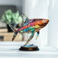 thumbnail image 2 of Figuras de animales coloridas, adorno de animales con Base, estatua artística de Metal, escultura de animales para exhibir, restaurante, comedor, mesa Tiburón perfecl Estatua de comida, 2 of 8