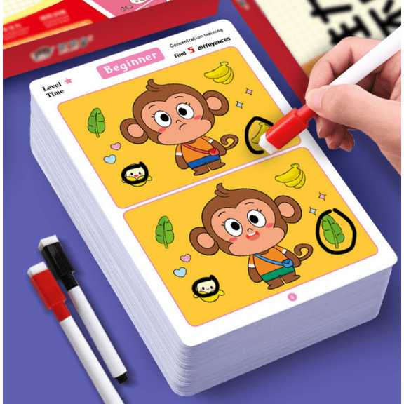 Spot the Difference" Concentration Game Book - Reusable, Educational Focus Exercise for Science Learning