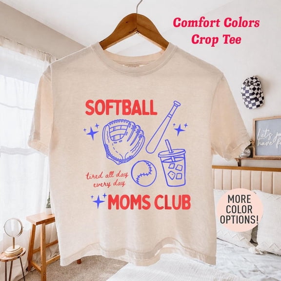 Softball Moms Club Crop Tee Softball Mama Sports Mom T-Shirt