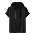 thumbnail image 4 of SDNall Short Sleeve Hoodies for Men Casual Solid Fashion Hooded Pullover Short Sleeve Sports T-Shirt Top Mens Hoodie Sizes:S-4XL, 4 of 9