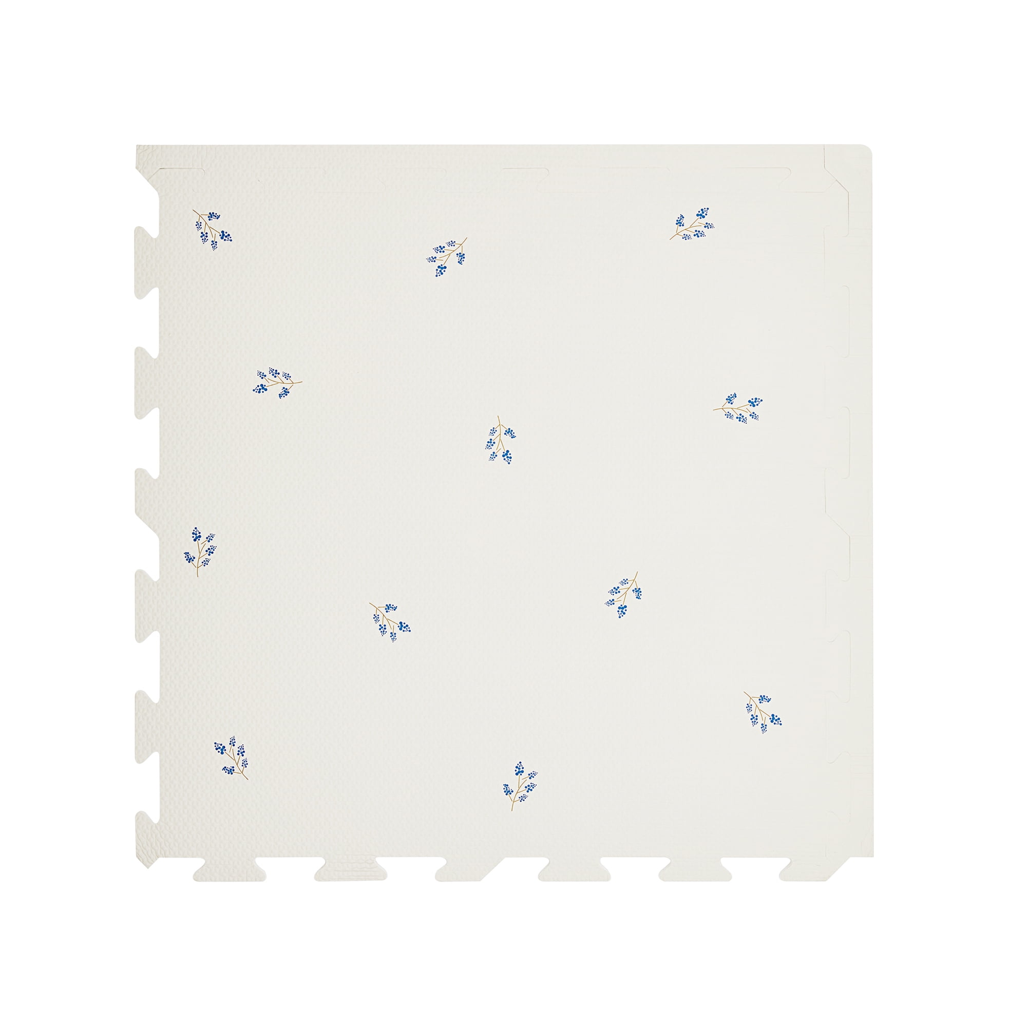 3 Sprouts Foam Puzzle Play Mat with Interlocking EVA Tiles for Toddlers, Babies and Kids in Blueberry Natural