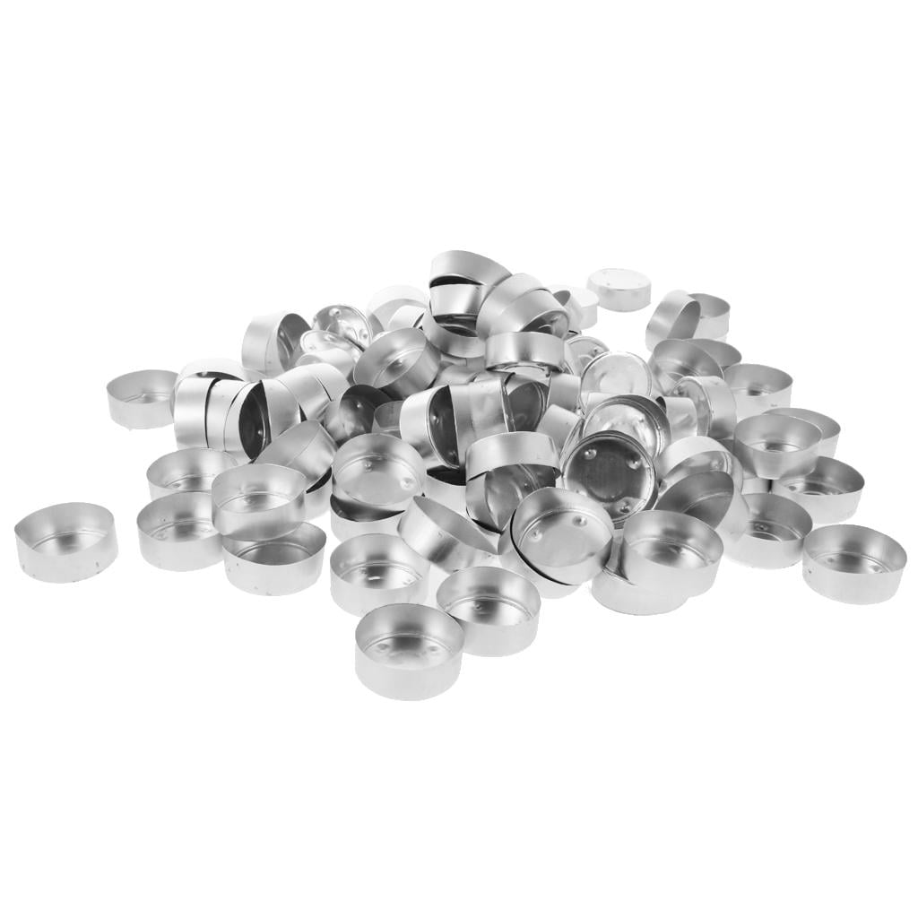 Prettyia 200 Piece Aluminium Case Tea Light Empty Holder Cups Case Containers 38x14mm & 30mm Long Cotton Candle Wick for Tealight Candles Making Crafts