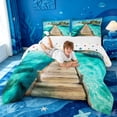 thumbnail image 3 of meiyoeat Tropical Beach Pier Full Size Comforter Sets For Boys,Tree Print Bedding Comforter Set,Polkadot Reversible,3 Pieces,1 Comforter and 2 Pillowcases, 3 of 7