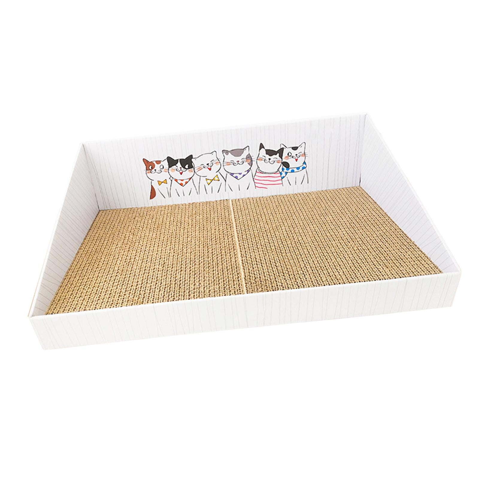 Bvdfgk Cat Scratch Pad with Box Corrugated Scratch Pad Training Toy Interactive Toy Cat White