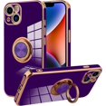 thumbnail image 1 of Funda compatible con iPhone 14 Plus de 6,7 pulgadas para mujeres y niñas, con anillo magnético giratorio de 360 grados, soporte de pie, suave, delgada, a prueba de golpes (morado oscuro), 1 of 8