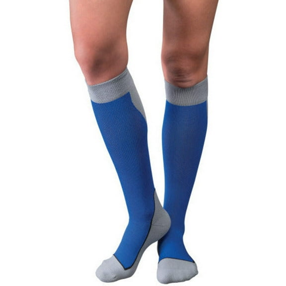 JOBST Sport Knee High 20-30 mmHg Compression Socks, Royal Blue/Grey, Medium