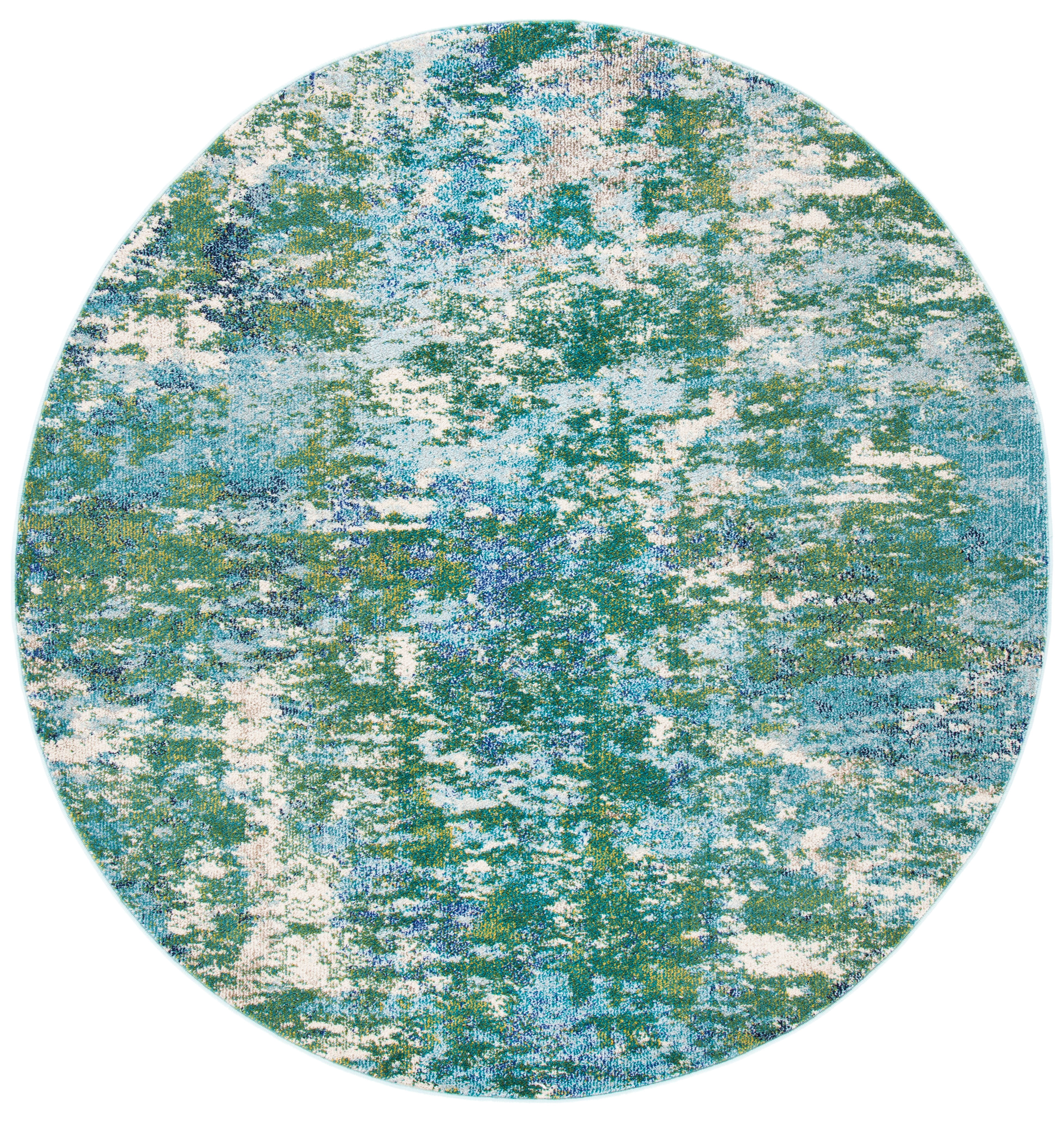 Safavieh Madison Flowers Abstract Area Rug, Green/Turquoise, 5' x 5' Round