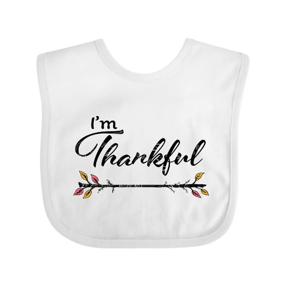 Inktastic Im Thankful- Thanksgiving with autumn branch Boys or Girls Baby Bib