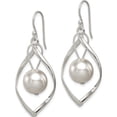 thumbnail image 2 of Sterling Silver Twist Dangle Simulated Pearl Earrings (42 X 11) Made In Thailand qe8960, 2 of 5